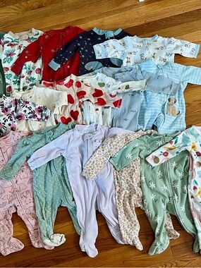 6M Baby One-Piece Sleepers in Mixed Colors